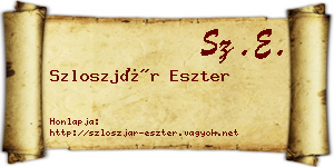Szloszjár Eszter névjegykártya